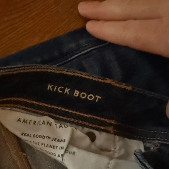 American Eagle Outfitters Dark Blue Kick Boot Jeans - Picture 3 of 5